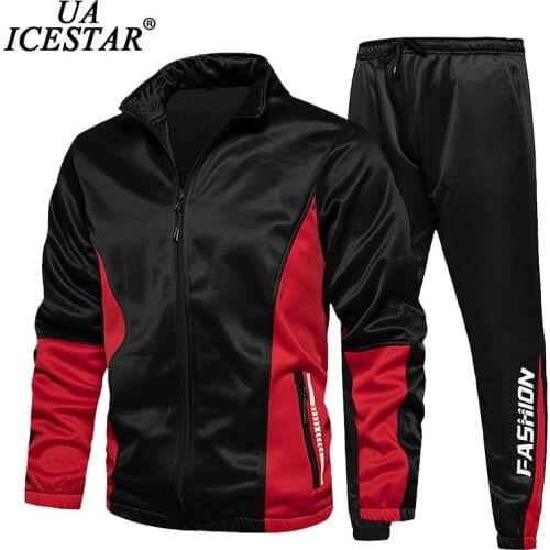 2020 Autumn Casual Retro Sports Suit Mens Color Matching Sweatshirt Stand-Up Collar Pullover +Sweatpants Men Long-Sleeved Suit