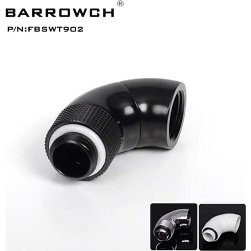 Barrowch PC water cooling Rotary Fittings 90 degree tube connector male to female 2 way Adapter water cooler heatsink FBSWT902