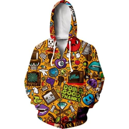 Drop Shipping 2021 New Style Fashion Zip Hoodies Characters Cartoon 3D Print Mens/Womens Casual Hooded Sweatshirt