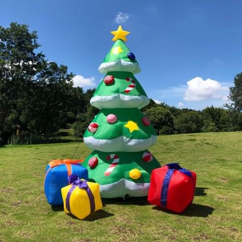 Christmas Inflatables Tree Airblown Santa Claus Climbing Tree Chased by Puppy Dog Lighted for Home Outdoor Yard Lawn Decorations