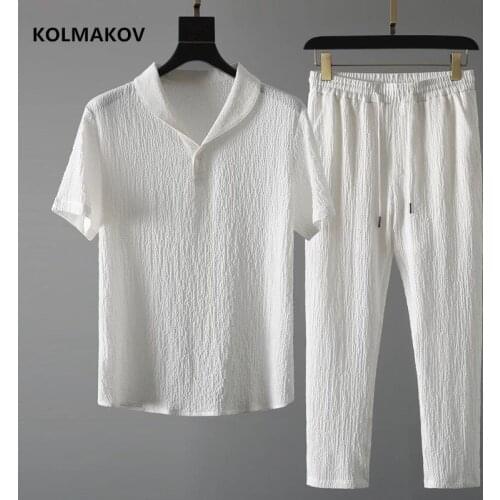 Shirt + trousers)2021 summer men fashion classic shirt mens business casual fashion shirts men A set of clothes size M-4XL