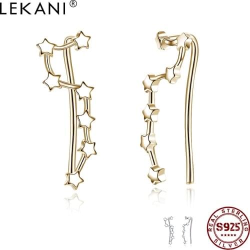 LEKANI 925 Sterling Silver Jewelry Gold And Platinum Colors Simple Star Classic Earrings For Women Party Fine Jewelry Trend 202
