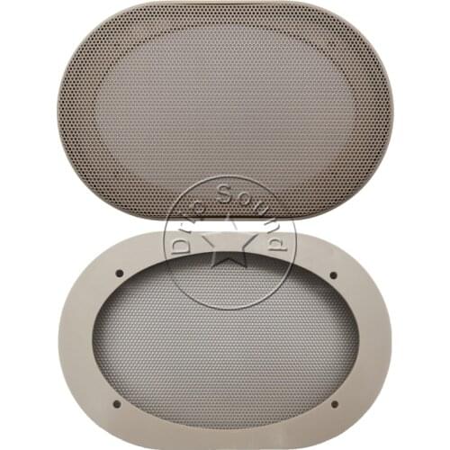For 4"x6" inch Car Audio Speaker Conversion Net Cover Decorative Circle Metal Mesh Grille Protection #Beige