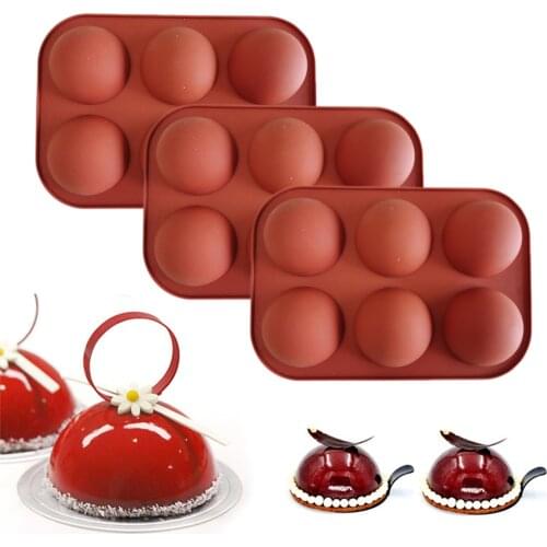 Silicone Mould, Household Semicircle Food Mould Household Baking Tools for Bread Mousse Cake, Brick Red