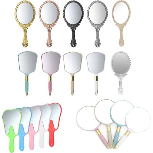 Vanity Mirrors Plastic Wood Round/Teeth/Rectangle Shaped Makeup Mirrors Hand Mirrors Cosmetics Held For Ladies Beauty Dresser