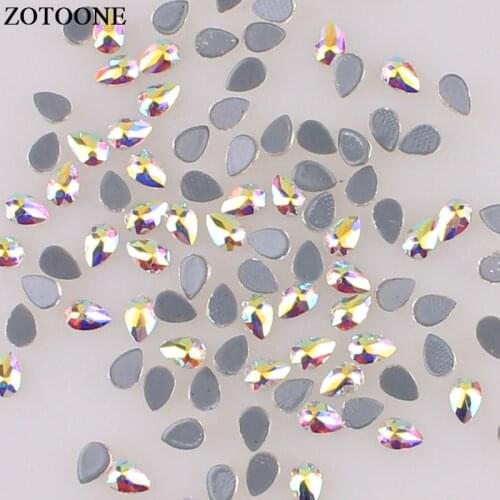 ZOTOONE 4*6mm Hotfix Crystal AB Drop Rhinestone Iron On Stones For Clothes Strass Flatback Nail Art Rhinestone Beads For Crafts