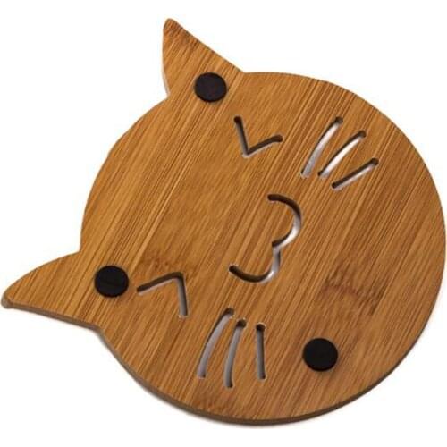 1Pc Coaster Pinwheel Large Fish Bone Durable Cat Lovely Cartoon Kitchen Table Protecting Wood Cup