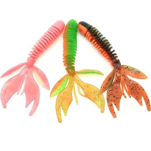 10Pcs Worm Fishing Lure 2.95g 80mm Artificial Silicone Soft Fork Tail Baits Lifelike Fishy Smell Swimbait Fish Tackle Lures