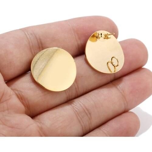 20pcs/lot round Post with Ring 20mm Gold Plated Surgical Stainless Steel Post