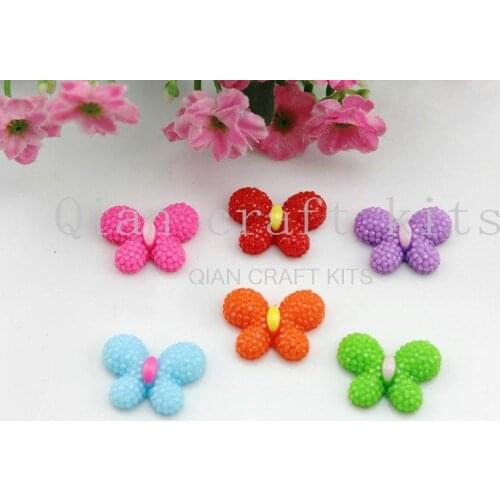 200pcs mixed colors kawaii shiny rhinestone resin butterfly 22mm DIY handicraft project supply for jewelry making sparkle