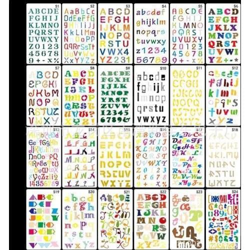 24PCS DIY English Alphabet Painting Template Journal Stencils Template Diary Notebook Diary Scrapbook Cutout Painting DIY Drawin