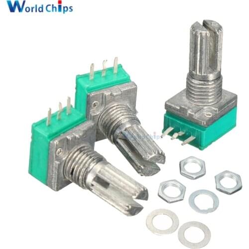 3Pcs 6mm Single Linear B Type10K ohm Rotary Potentiometer 15mm Knurled Shaft Rotary Potentiometers 10K Ohm With Nuts And Washers