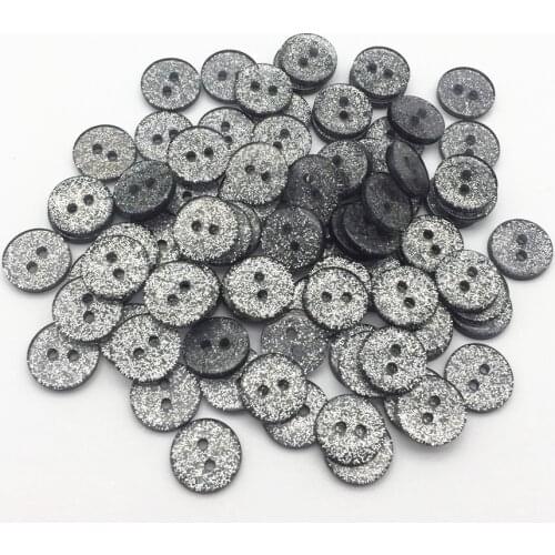 500pcs 13mm Black Glitter Resin Round Sparkly Round 2 Holes Dress Button for Clothes Sewing Accessories