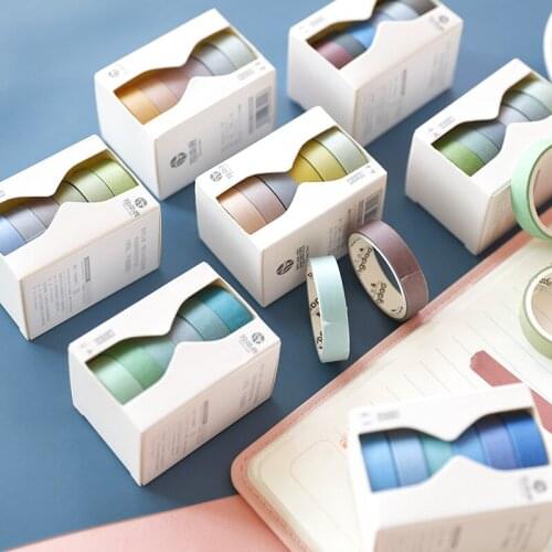 6colors for One Set Washi Tape Vintage Pure Color Season 9mm Adhesive Masking Tapes DIY Stickers Diary Album Decoration F6407