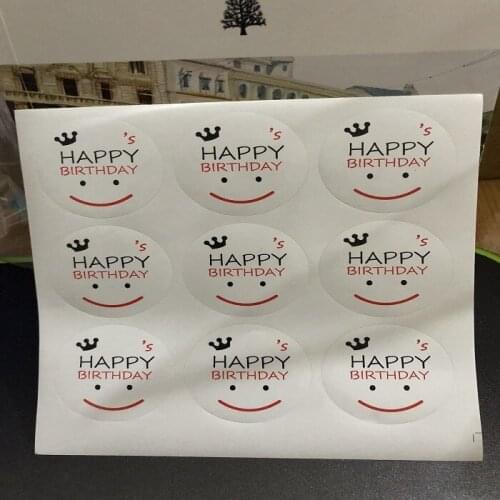 9pc/set sealing sticker for candy cookie box bag chocolate paper gift package Birthday Wedding Party favor DIY happy smile