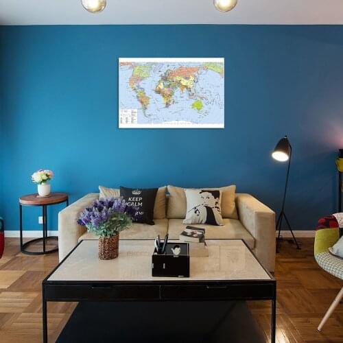 A2 Size The World Political Map In Russian Canvas Painting Wall Art Poster Travel School Supplies Classroom Home Decor