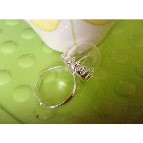 Free shipping!! Glass Globe Ring DIY Set- 15mm Silver Plated Plated Ring and 15mm Half Round Glass Globe