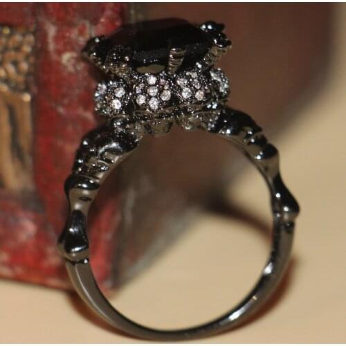 Choucong Wieck Vintage Punk Jewelry Round Cut 10kt Black Gold Filled AAA CZ stones Wedding Finger Skull Women Ring Size 5-11