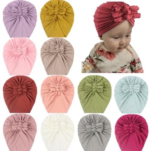 Baby Kids Bowknot Bonnet Hat Cute Toddler Turban Newborn Pom Pom Hat Infant Headwraps Kids Bonnet Newborn Toddler Beanie Cap