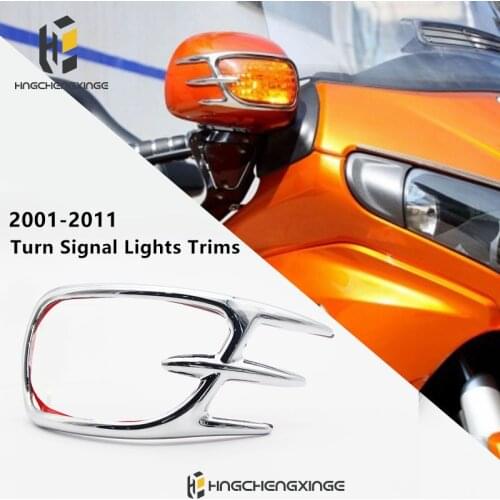 GL 1800 01-11 Chrome Front Turn Signal Light Trim Indicator Edge Accent Cover Case Decal For Honda Goldwing GL1800 2001-2011