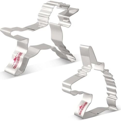 KENIAO Unicorn Cookie Cutters Set for Party - 2 Piece - Unicorn Head and Unicorn Whole Biscuit/Fondant Cutter - Stainless Steel