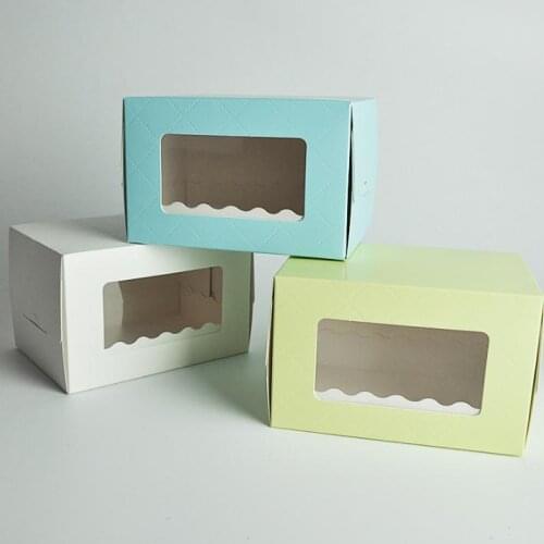 Cake box with window swiss roll cake boxes kraft paper baking packaging box wedding kids birthday party supplies