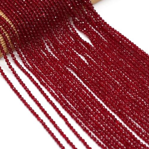 Red Wine Spinel Small Beads Natural Stone Gem Beads Round Faceted Section Beads for Jewelry Making Necklace DIY Bracelet 3 Mm