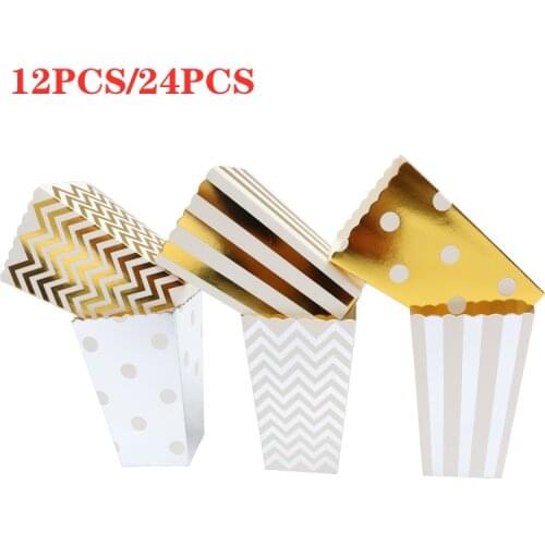 Multiple choices of color bronzing wave stripe paper popcorn box candy snack wedding new year birthday party packaging box