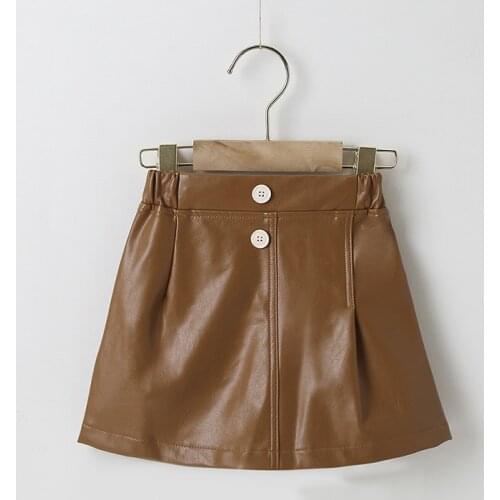 Girls Fashion Skirts Kids Girls Spring and Autumn Skirts Leather Skirts