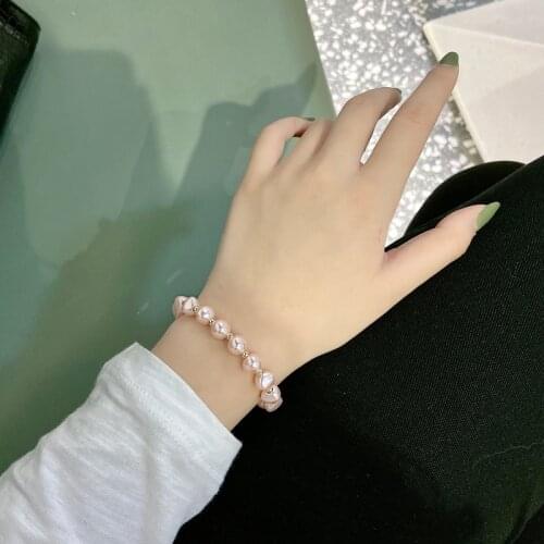 Fashion Jewelry Beads Bracelet Hot Selling Sweet Korean Style Pink Simulated Pearls Bracelet For Women Girl Gifts New
