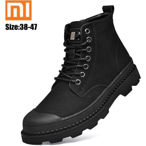Xiaomi Men Boots Genuine Leather Warm Winter Ankle Boots Men Outdoor Winter Work Shoes Rubber Fur Snow Boots for Men Shoes