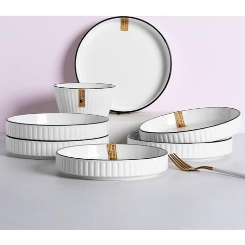 White Round Dinner Plates Set Creative Unique Modern Western Dinner Plates Breakfast Pratos De Jantar Eating Utensils EI50TZ