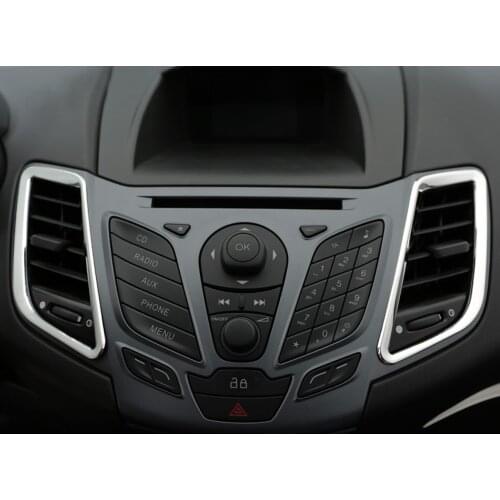 New Design 2PCS stainless steel For Ford Fiesta 2009-2015 outlet sticker decoration ring center control panel frame