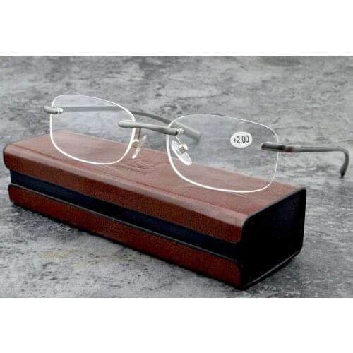Rimless silver Business Reading Glasses Al-Mg Alloy for Men Women Blue Light Blocking High Quality+1+1.5 +2.0 +2.5 +3 +4