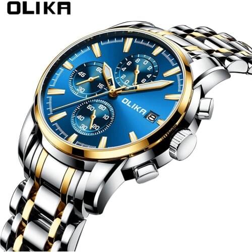 Olika Mens Watch Fashion Casual Luminous Top Brand Men Watch Steel Business Waterproof Watch Men Quartz Wristwatch Reloj Hombre