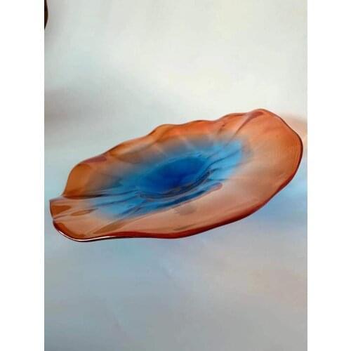 Flower Plates Wall Art Italian Style Blown Glass Hanging Plates Fancy Blown Murano Glass Wall Plates