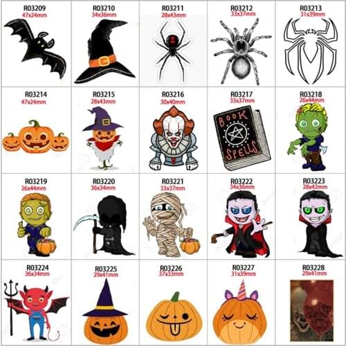 Resin Printed Pumpink Cartoon Halloween Flatback 30pcs/lot For DIY Decoration Crafts Accessories R0320 R0321 R0322