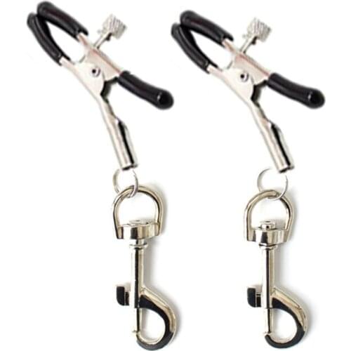 Metal Nipple Clips With Dog Clips Shaking Breast Clip Clamps Sex Slaves Nipple Clamps Sex Toys Stimulate for Breast Adult Toys