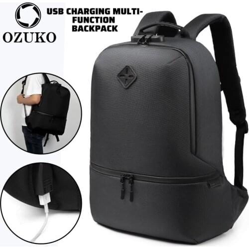 OZUKO Men outdoor Backpack Multifunctional USB Business travel pack Bag fashion Teenager Waterproof laptop school Bags