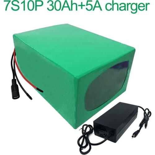 With 5A charger 24V 30Ah 25.9V 7S10P 18650 Li-ion Battery Pack E-Bike electric bicycle 195x135x70mm
