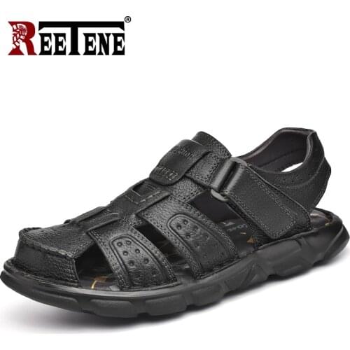 REETENE Comfort MenS Sandals Soft Sole Outdoor Beach Shoes Men Breathable Casual Sandals Male Quality Big Size 38-48 Men Sandal