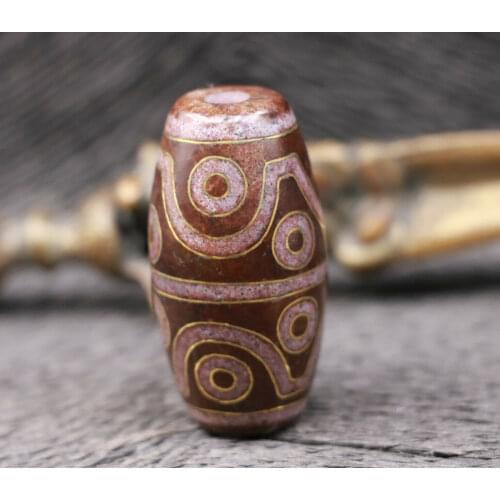 Treasure Magic Power Magic LKbrother Magic Tibetan Old Oily Cinnabar Spots Gold Inlay 12 eye TOTEM dZi Bead 45mm