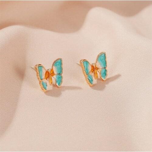Women Butterfly Stud Earrings Elegant Ear Jewelry Accessories Alloy Prevent Allergy For Wedding Party Valentines Day Present