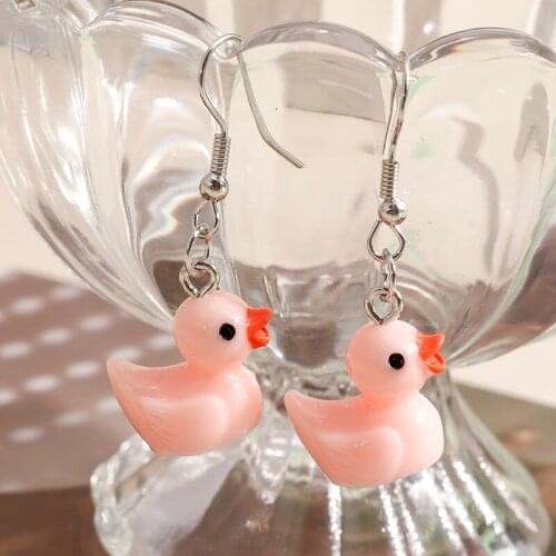 3D Cartoon Yellow Duck Earrings for Women Girls Original Cute Duck Animal Dangle Earrings Novelty Handmade Jewelry