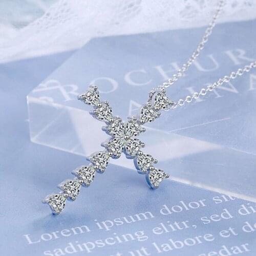 KOFSAC Women Luxury Love Cross Full Zircon Necklaces Gifts 925 Sterling Silver Jewelry Fashion Lady Engagement Accessories 2021