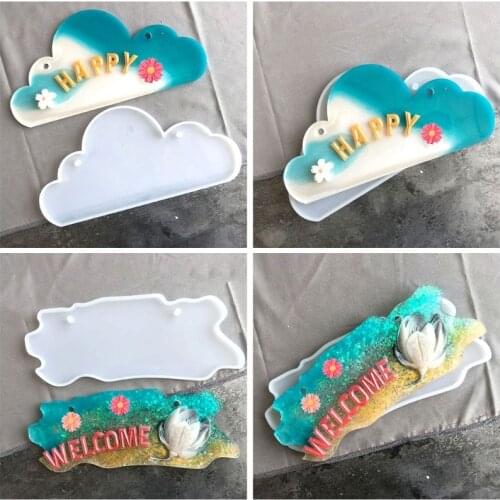 1/2Pcs Crystal Epoxy Resin Mold Doorplate Door Signs Casting Silicone Mould DIY Plate Hanging Tags Crafts Making Tools