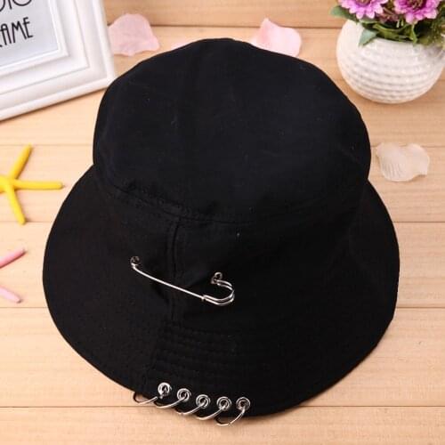 1Pcs Cool Unisex Iron Pin Ring Personality Bucket Hat Cap Folding Fisherman Hat Hunting Fishing Outdoor Cap