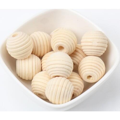 20mm 10Pcs Natural Whorl Wave Wooden Round Ball Spacer Beads for Jewelry Making Diy New KL96