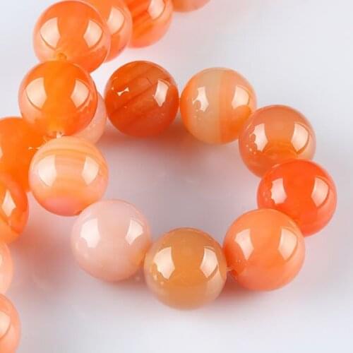16mm Natural Stone Round Beads Orange Stripe Agates Strand Loose Bead Jewelry Accessories For Making DIY Bracelet 16" SELL