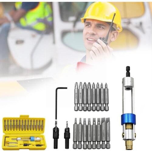 20 Piece Set High Speed Steel Countersunk Head Bit Bits Quick Change Conversion Screwdriver Support Tool Double W1T8